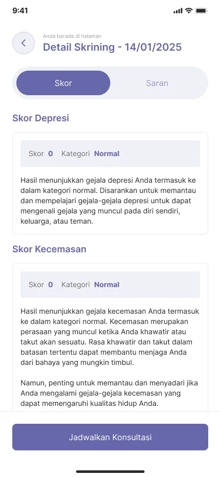Screenshot Inspirasien Mobile - Screening Result Page