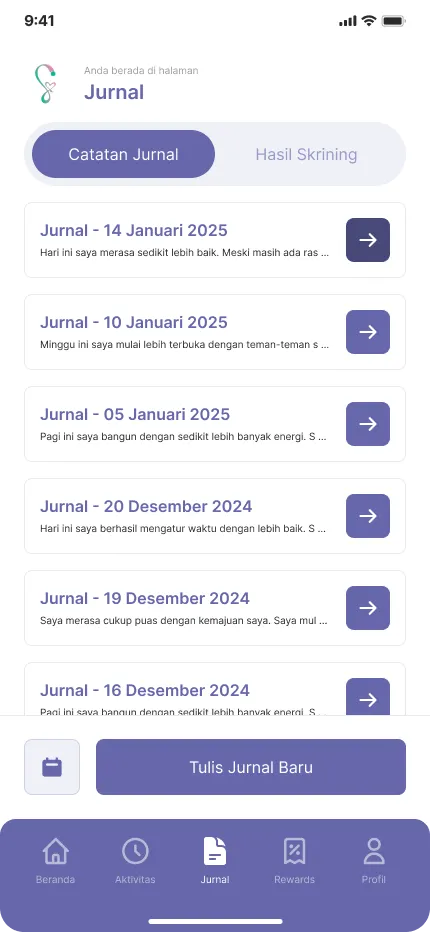 Screenshot Inspirasien Mobile - Journal List Page