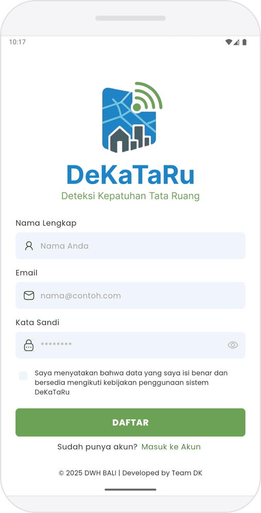 Screenshot Dekataru Mobile - Register Page