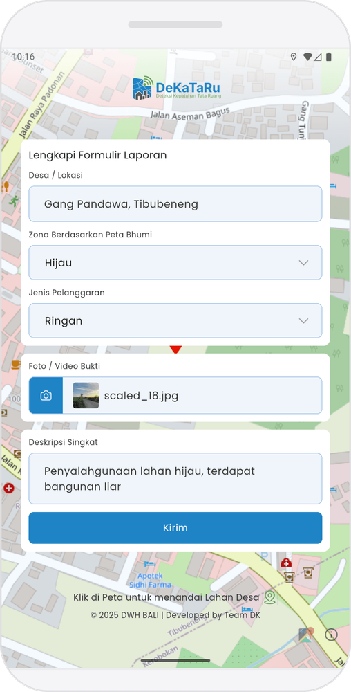 Screenshot Dekataru Mobile - Report Form