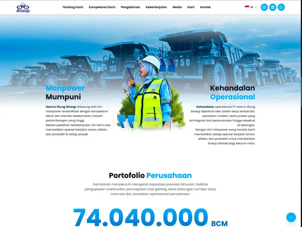 Screenshot HRS - Home Page - Manpower & Operational