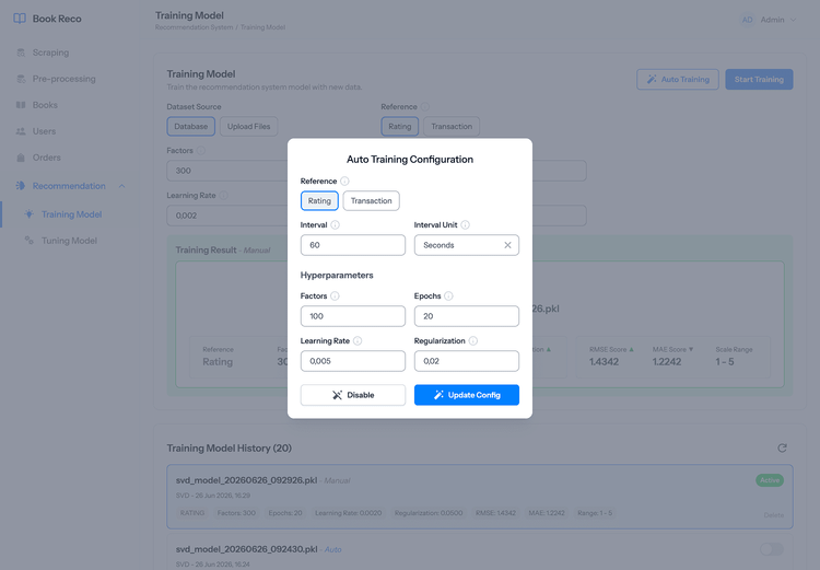 Admin - Enable Auto Training